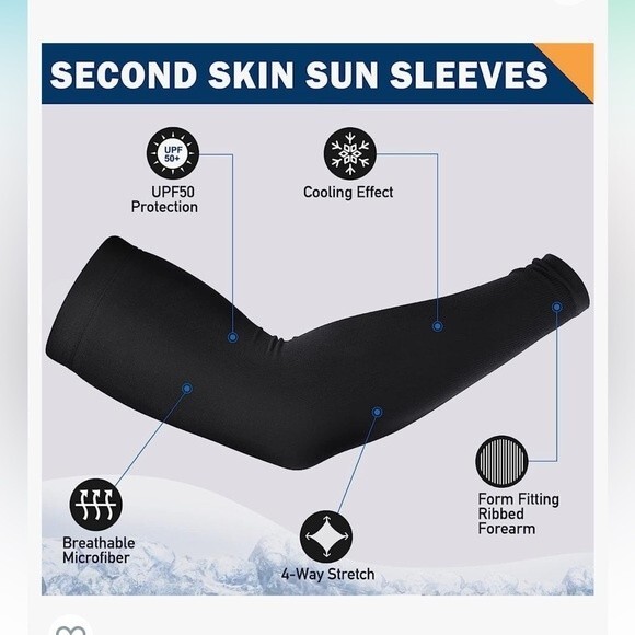 Compression Sleeve Black UV Sun Protection Arm Sleeves Men Women Athletic S - Picture 4 of 6